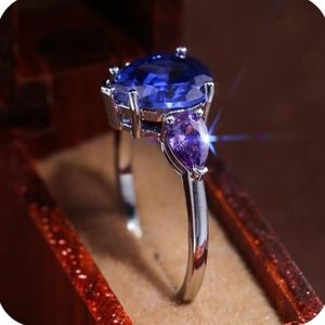 💎STUNNING Blue Sapphire Amethyst Ring On 925 Sterling silver